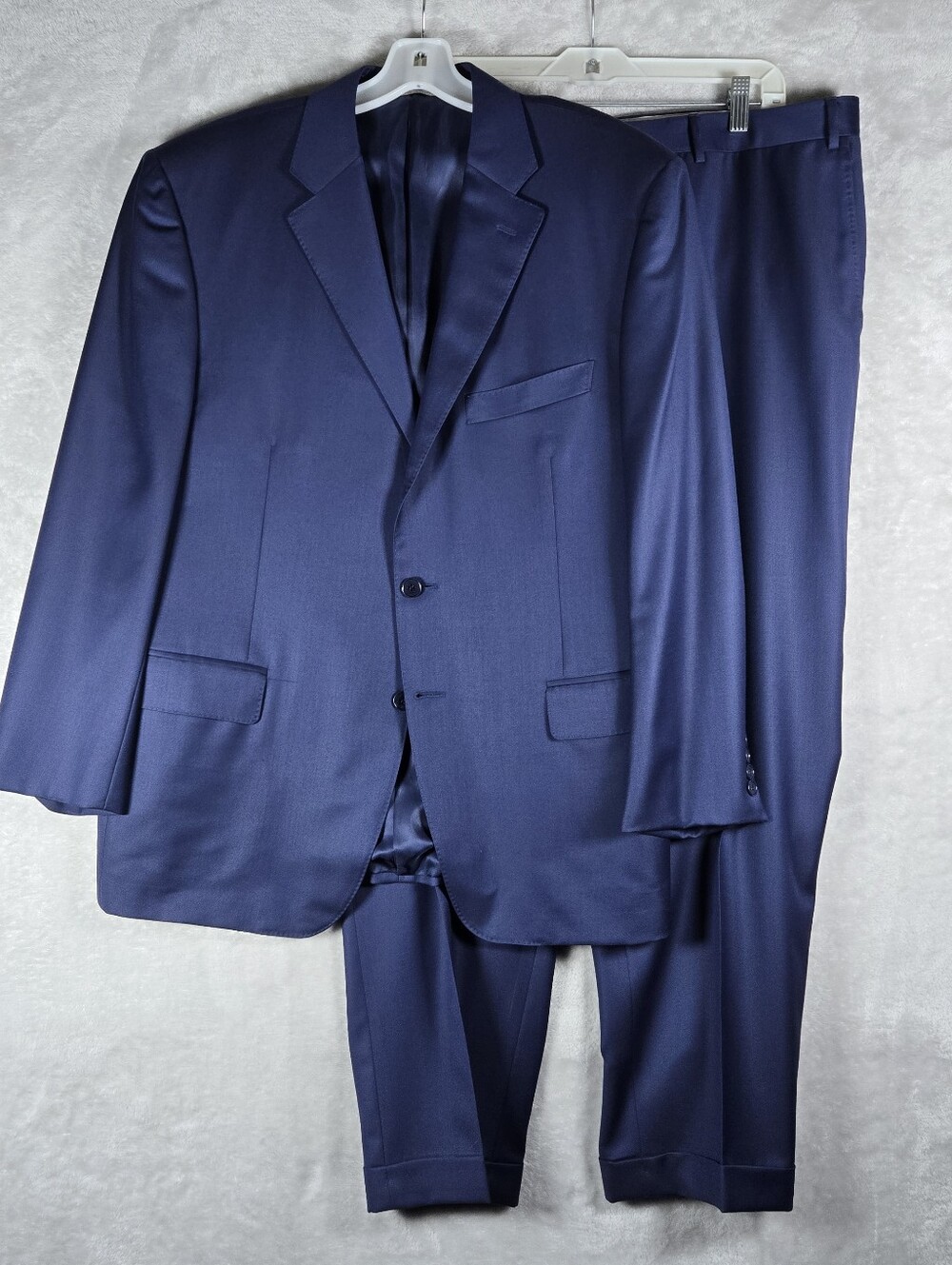 Canali Suit Mens 44S 54C Navy Blue 2 Button Pants 38x29 Flat Front Cuffed Modern